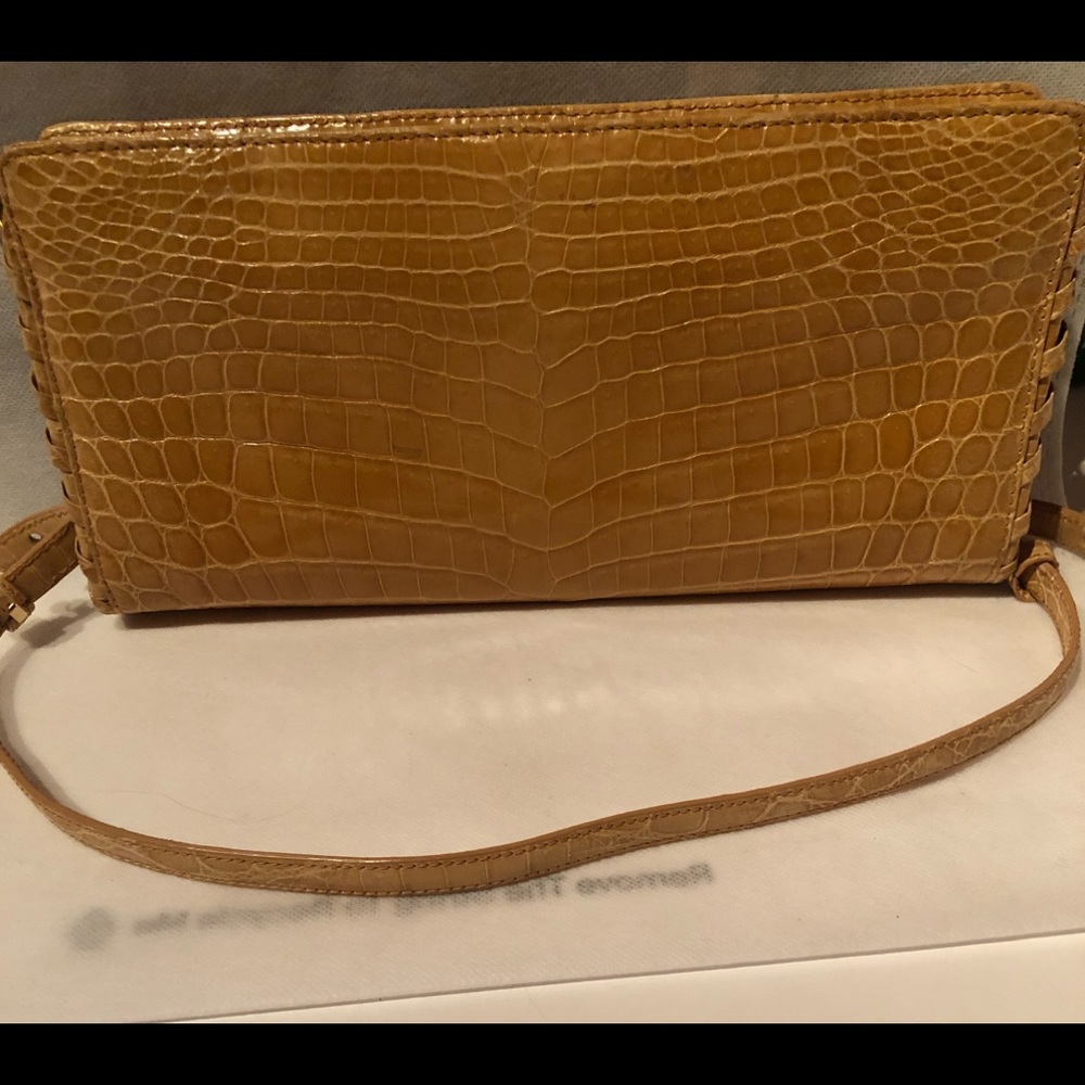 Gorgeous and rare CeCe Cord Lt. brown crocodile clutch/ convertible shoulder bag